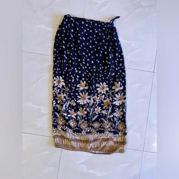 Vintage Paquette  Byer California maxi skirt floral black Size M - Picture 5 of 13